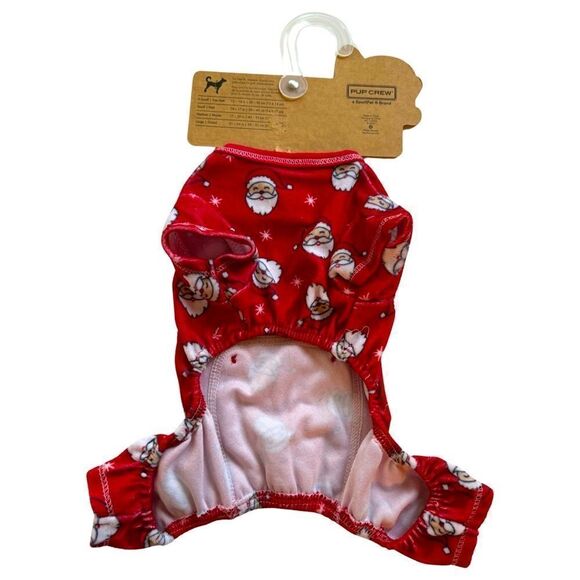 Pup Crew Santa Print Red & White Knit Pet Pajamas XS NWT - Picture 6 of 6